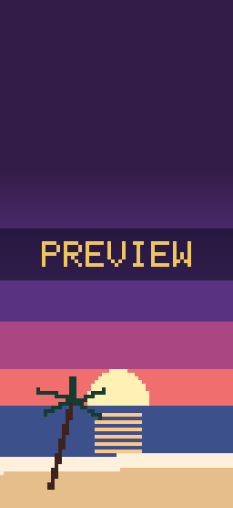 Beach Sunset pixel art phone wallpaper