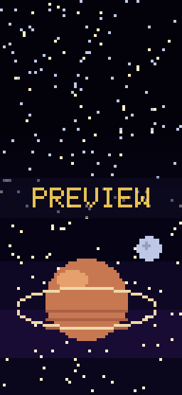 Ringed Planet pixel art phone wallpaper