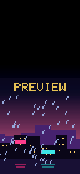 Neon Rain pixel art phone wallpaper