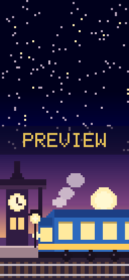 Dusk Station pixel art phone wallpaper