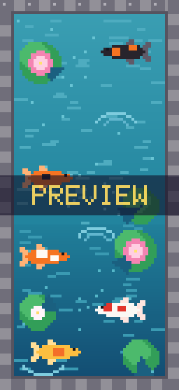Koi Pond pixel art phone wallpaper