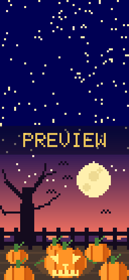 Pumpkin Patch pixel art phone wallpaper
