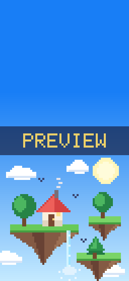 Floating Islands pixel art phone wallpaper