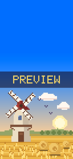 Windmill Harvest pixel art phone wallpaper