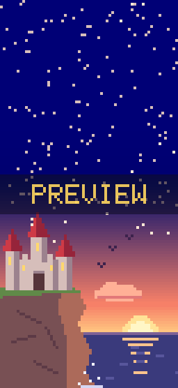 Cliff Castle pixel art phone wallpaper