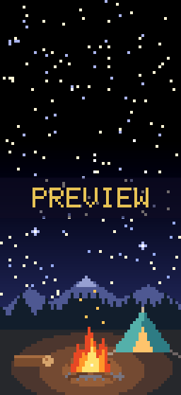 Campfire pixel art phone wallpaper