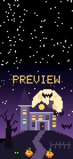 Haunted House pixel art phone wallpaper