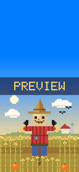 Scarecrow Field pixel art phone wallpaper