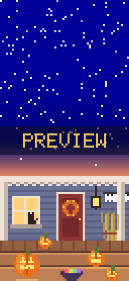 Pumpkin Porch pixel art phone wallpaper