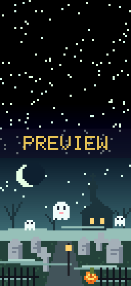 Foggy Graveyard pixel art phone wallpaper