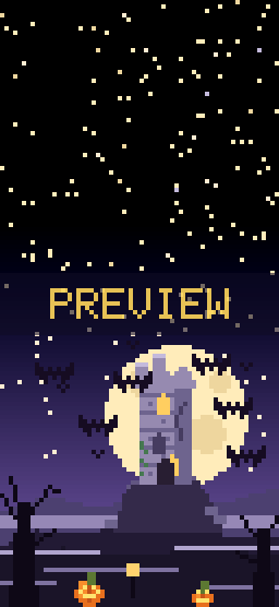 Ruined Tower pixel art phone wallpaper