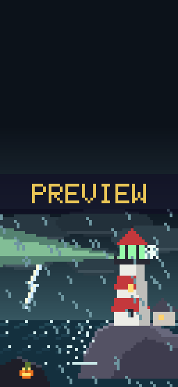 Storm Lighthouse pixel art phone wallpaper