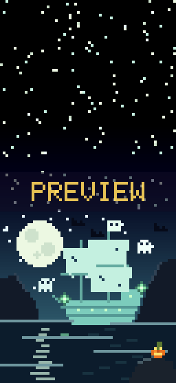 Ghost Ship Cove pixel art phone wallpaper