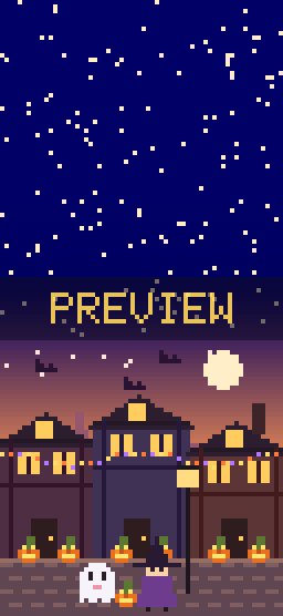 Lantern Lane pixel art phone wallpaper
