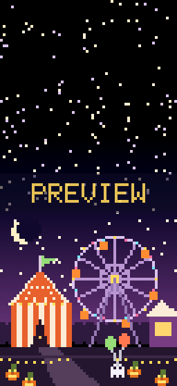 Midnight Carnival pixel art phone wallpaper