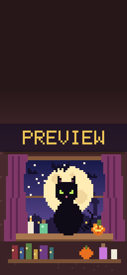 Moonlit Cat pixel art phone wallpaper