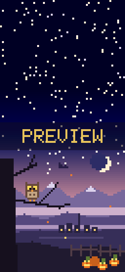 Owl Valley pixel art phone wallpaper