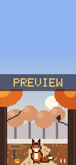 Foggy Fox Trail pixel art phone wallpaper