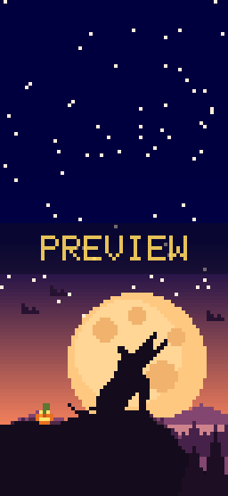 Wolf Moon pixel art phone wallpaper