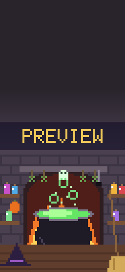 Witch's Cauldron pixel art phone wallpaper